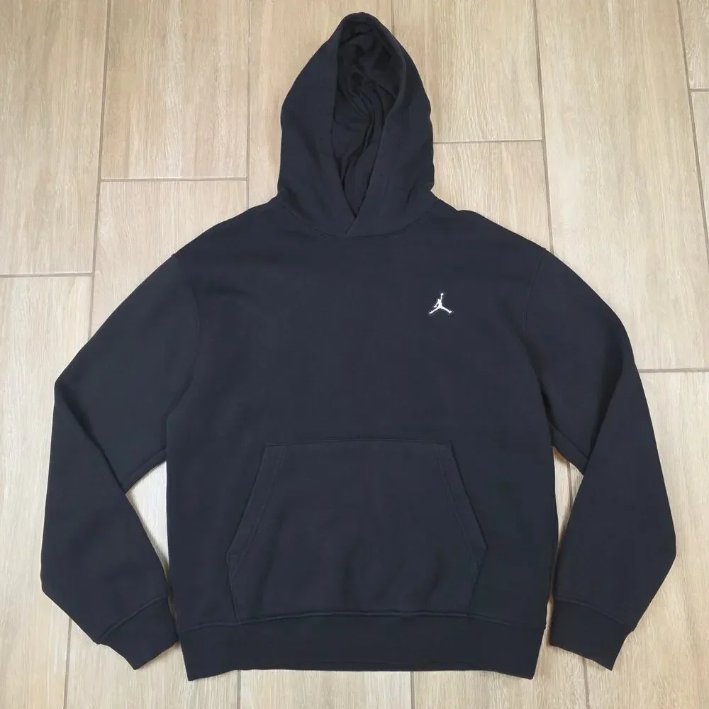 Jordan Brooklyn Essentials Fleece Hoodie Mens M Black Jumpman Pullover